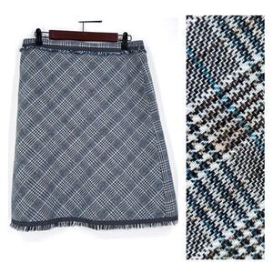 Sigrid Olsen Wool Blend Plaid Fringe Straight Skirt Size‎ 6 Career Office